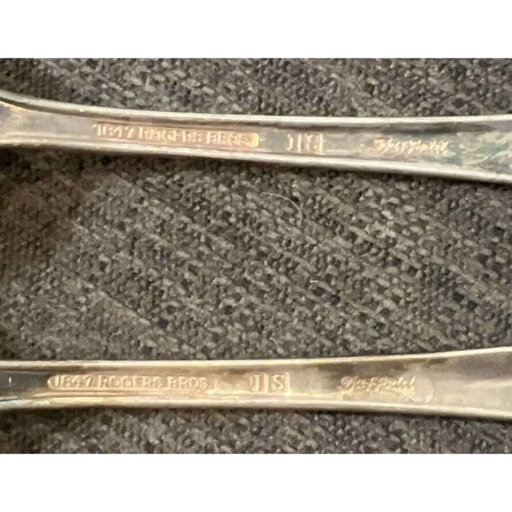 1847 Rogers Bros IS Silverplate Daffodil Pattern LARGE SERVING SPOON AND FORK 9
